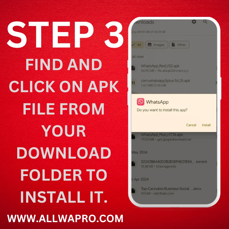 Step 3 Install Red WhatsApp APK