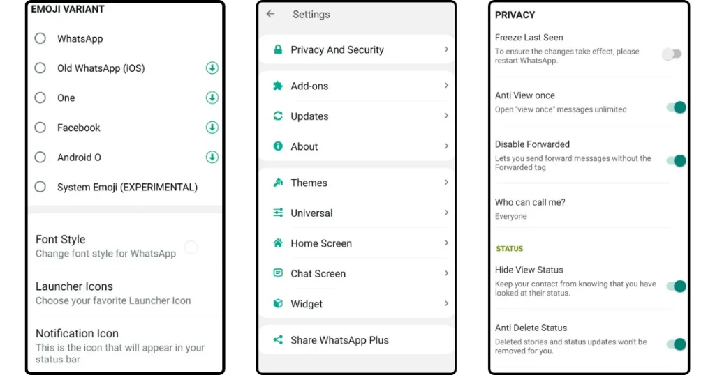 WhatsApp Plus App Screen visuals
